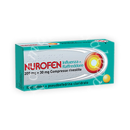 Nurofen influenza e raffreddore 200 mg + 30 mg compresse rivestite  ibuprofene + pseudoefedrina cloridrato 12 compresse rivestite