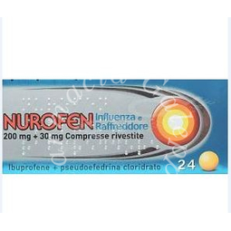 Nurofen influenza e raffreddore 200 mg + 30 mg compresse rivestite  ibuprofene + pseudoefedrina cloridrato 24 compresse rivestite