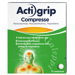 Actigrip 2,5 mg/60 mg/500 mg compresse  paracetamolo, pseudoefedrina cloridrato, triprolidina cloridrato 12 compresse in blister al//pvc/pvdc